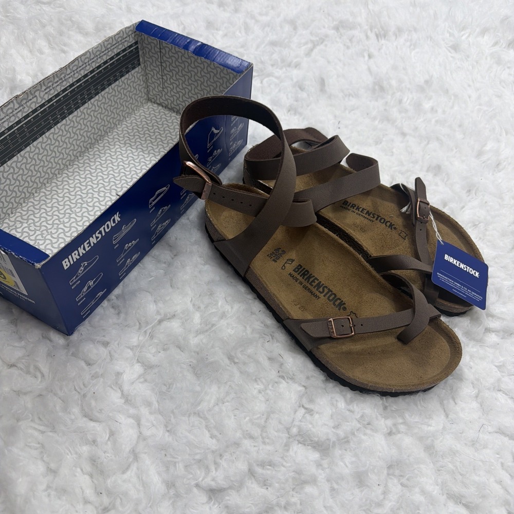 Birkenstock Yara Brown Ankle Strap Toe Loop Sandals Sz 42 Gladiator Rare! New!